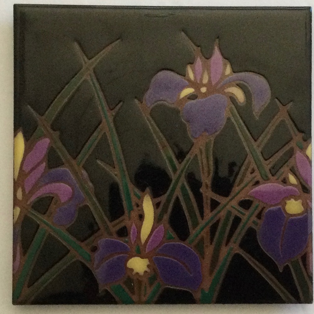KALA KOA Tiles of HAWAII Handpainted IRISES by Jeffrey & Rina Chee